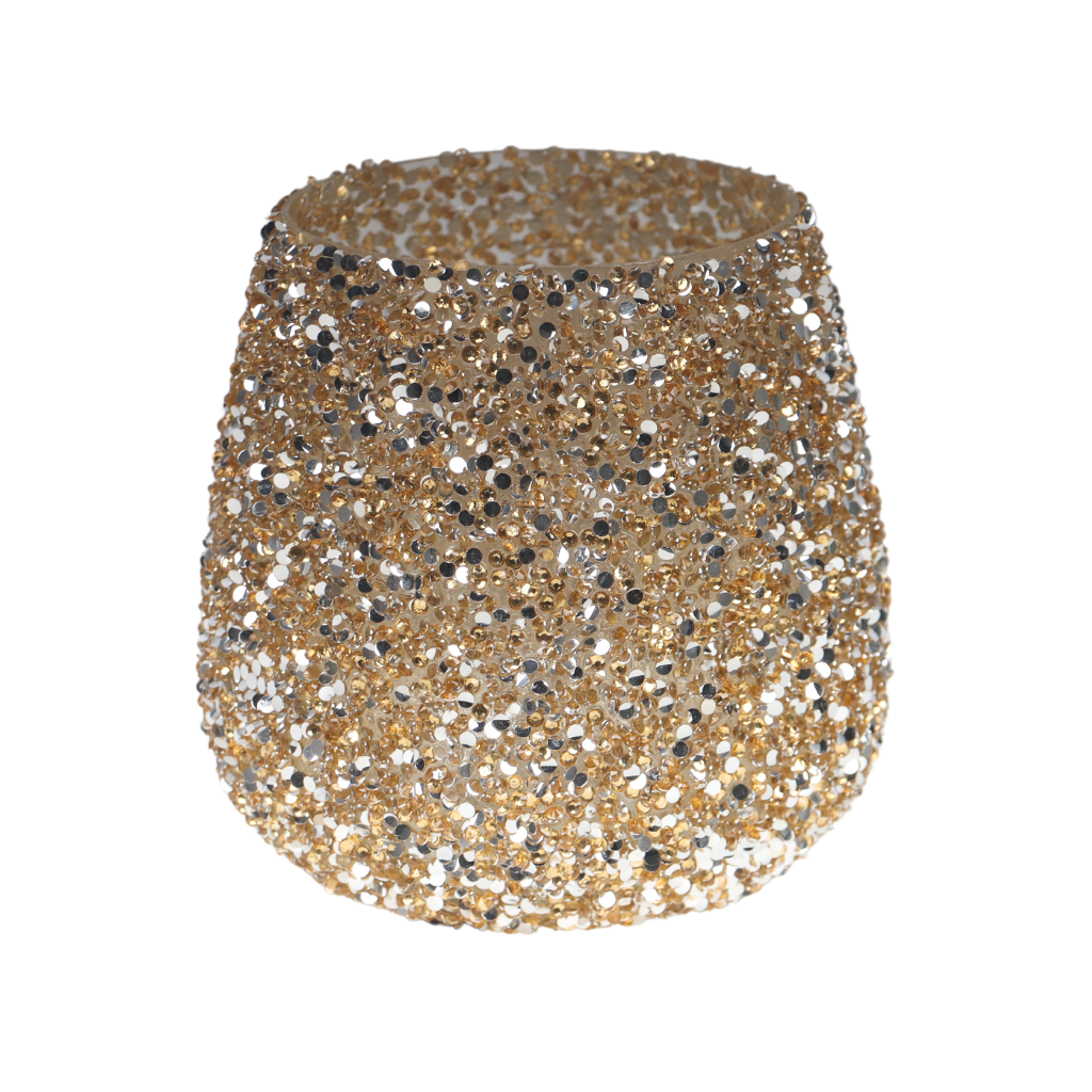 Theelichthouder Strass Cauldron Goud 9.5 x 9 cm
