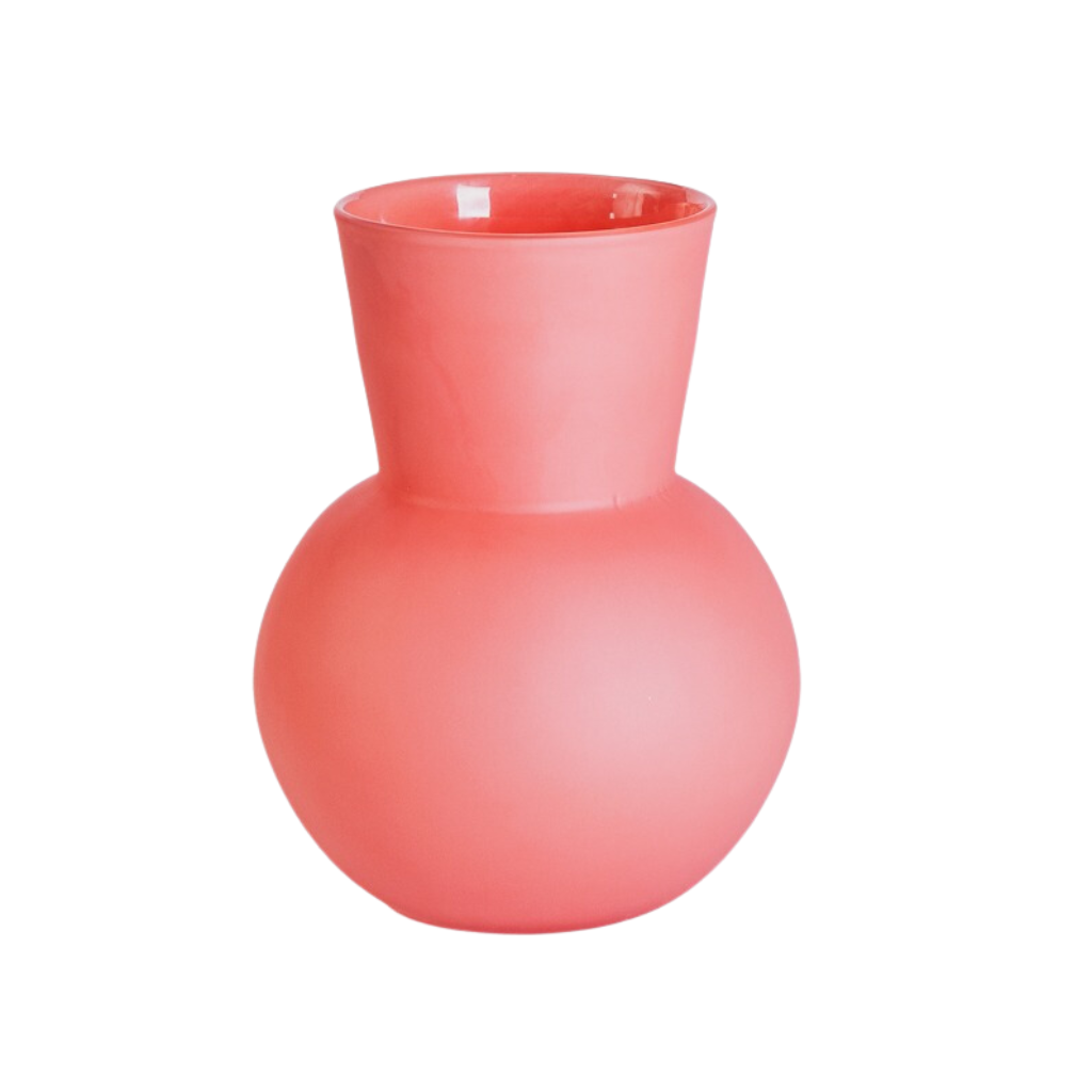 Des Pots Glazen hoornvaas mat-rose 30 x 22 cm