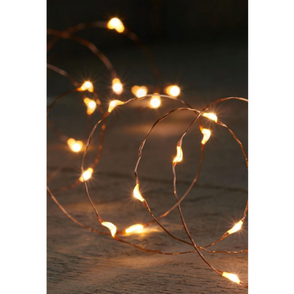 Draadverlichting Koperdraad 2m 40 lichtjes 10 cm aanloopsnoer en timer