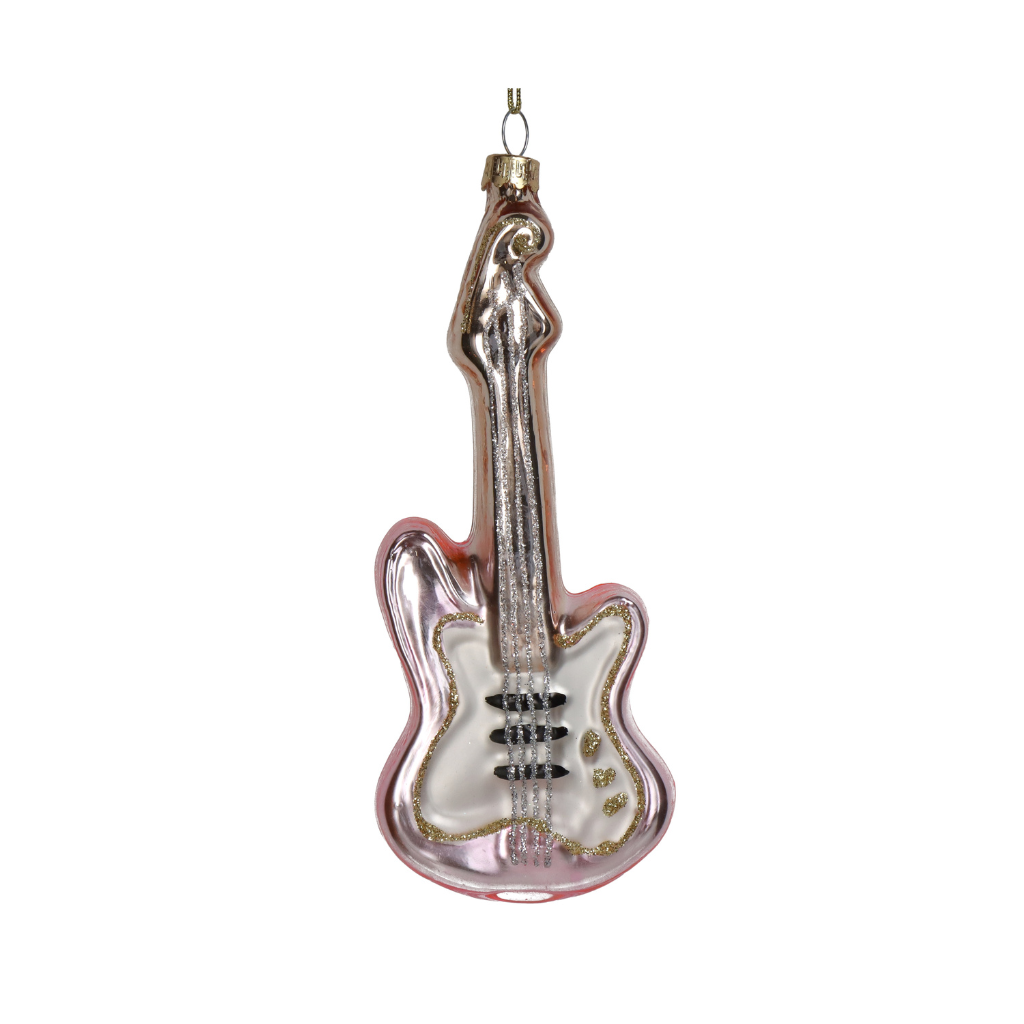 Kersthanger Gitaar Glas Roze 14.6 cm