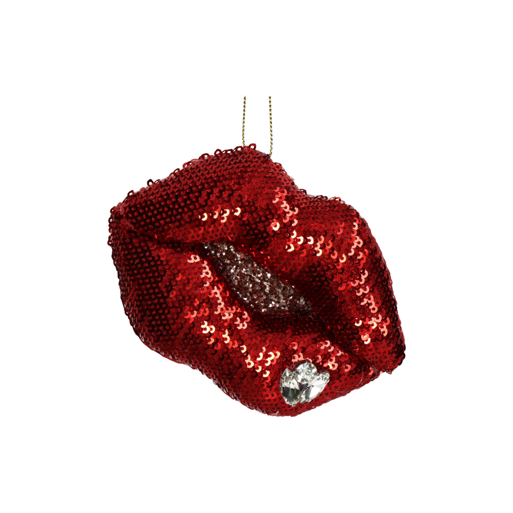 Kersthanger Lippen Stof Roze 11.9 cm