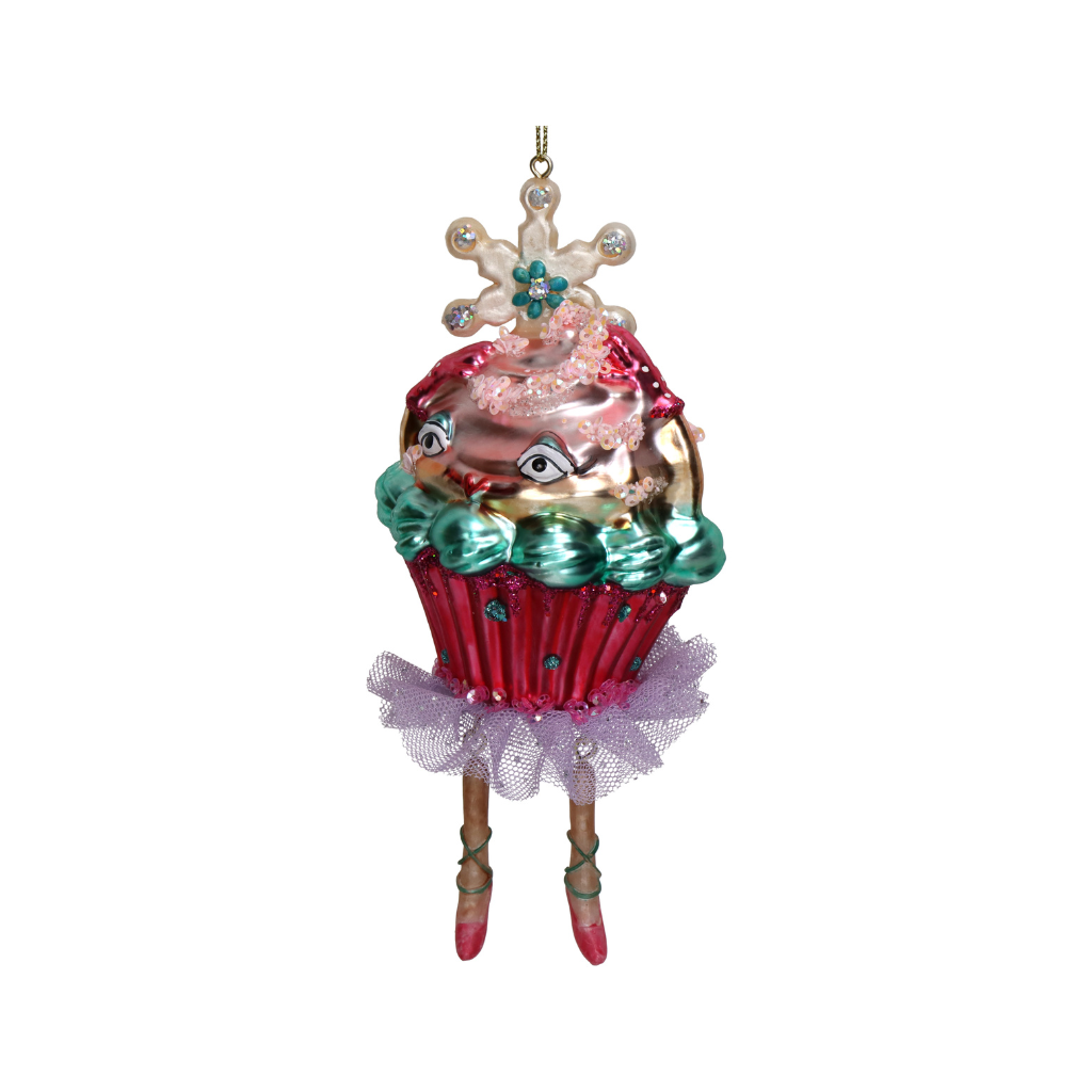 Kersthanger Mevrouw Cupcake Glas Multi 16.5 cm