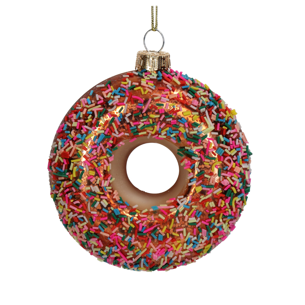 Kersthanger Donut Glas Multi 9.7 cm
