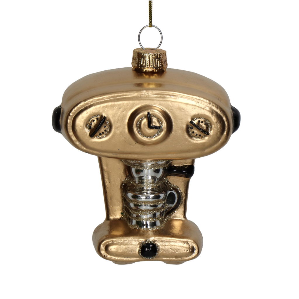 Kersthanger Koffiezetapparaat Glas Goud 8.9 cm