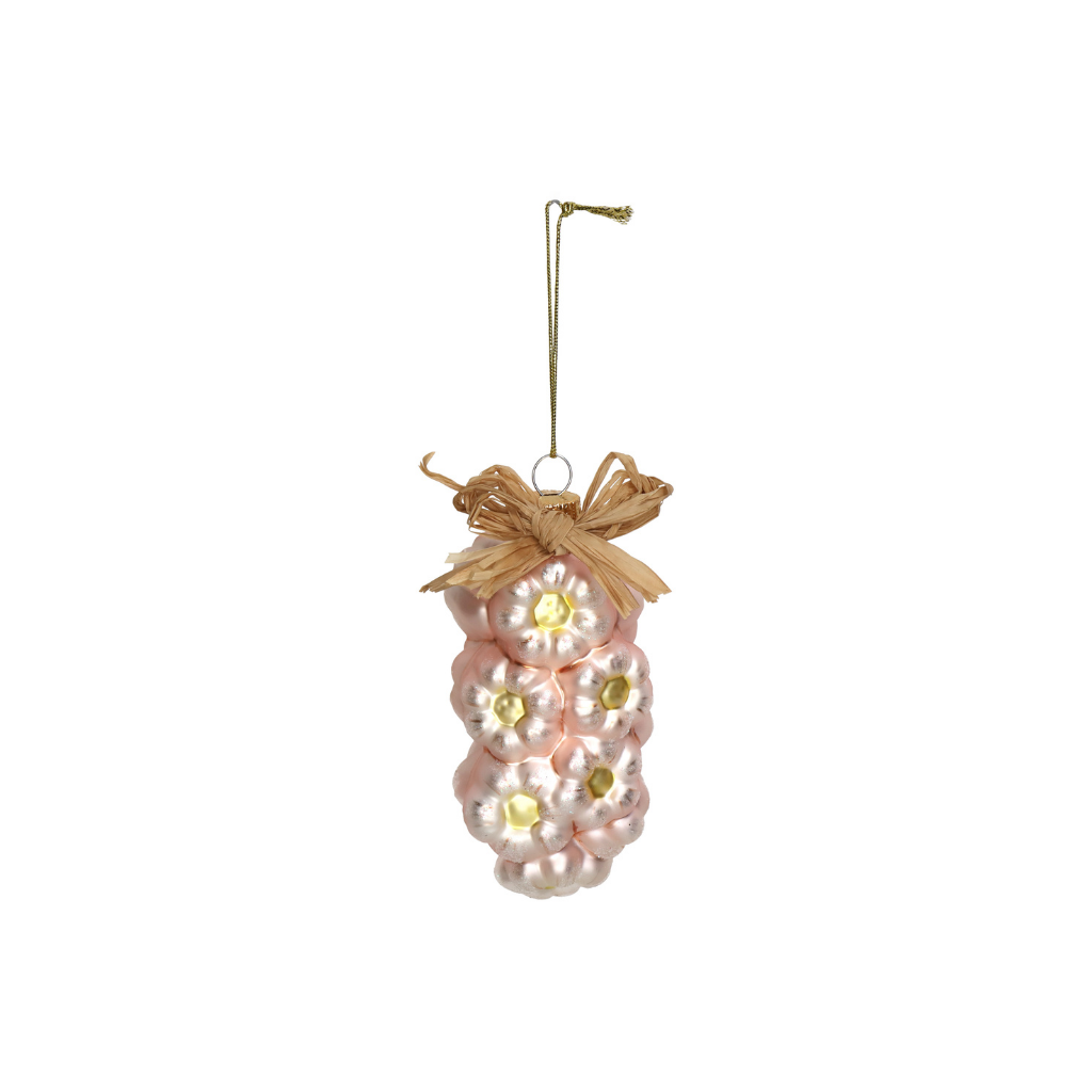 Kersthanger Knoflook String Glas Ivoor 10.7 cm