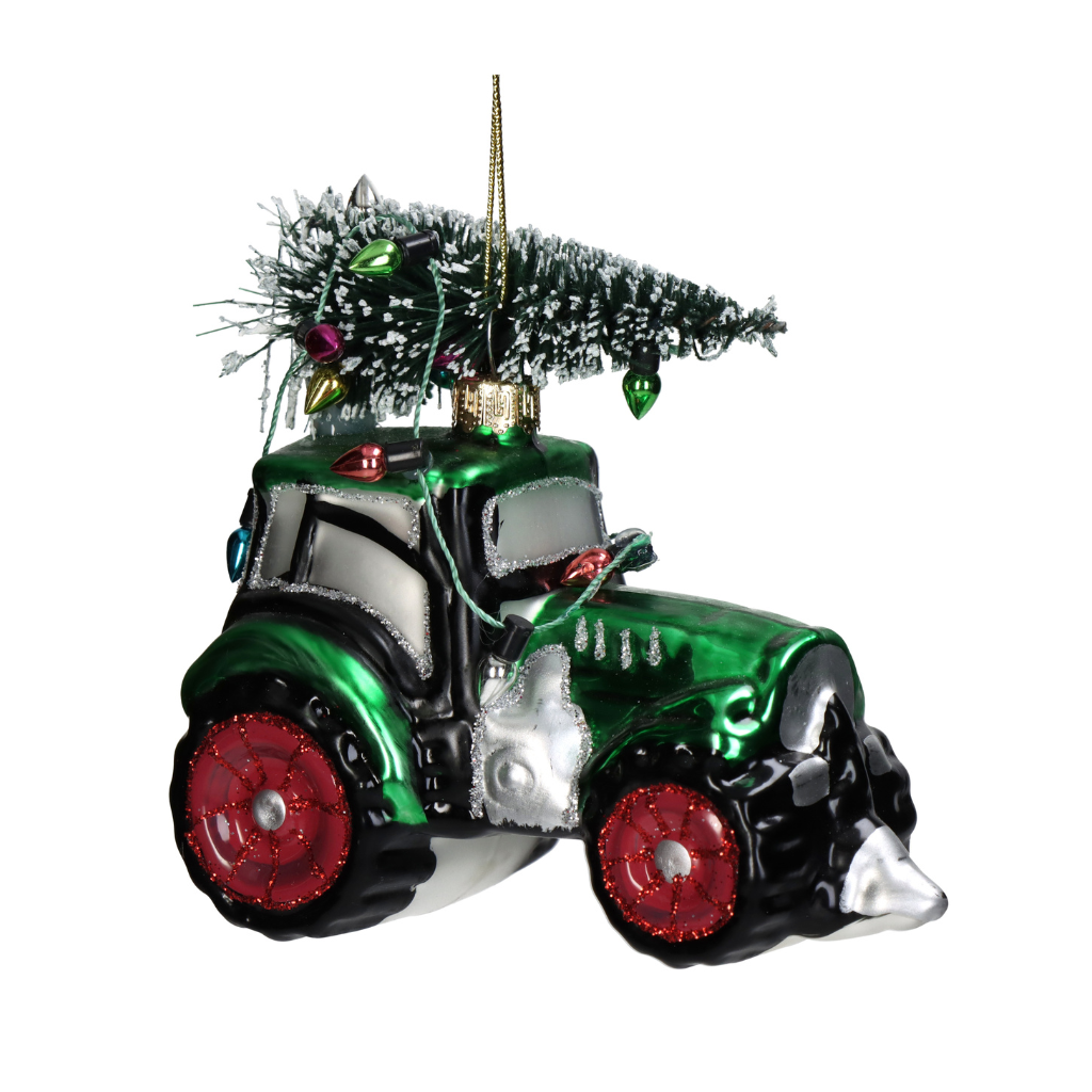 Kersthanger Tractor Glas Groen 9.8 cm