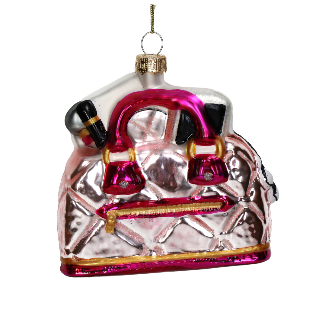 Kersthanger Boodschappentas Glas Roze 10.3 cm