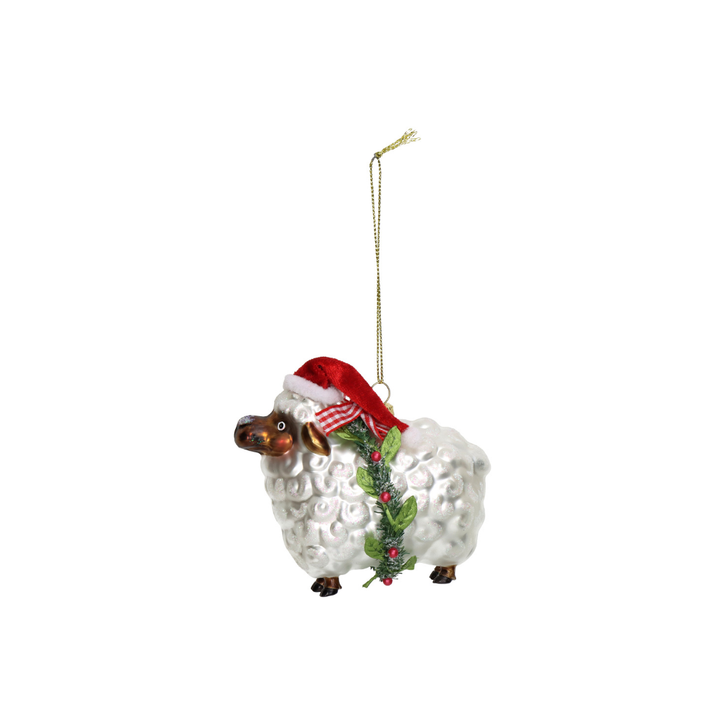 Kersthanger Schaap Glas Wit 10.1 cm