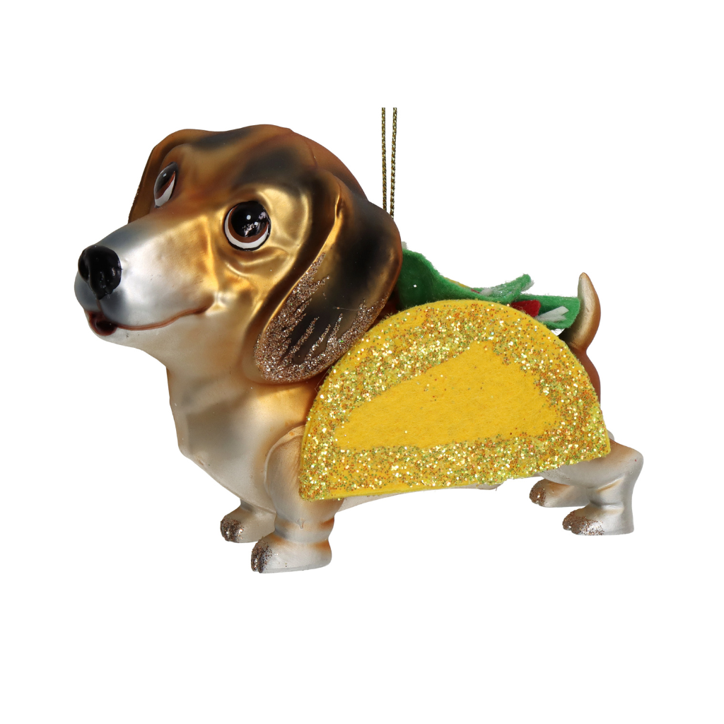 Kersthanger Taco Hond Glas Multi 13.3 cm