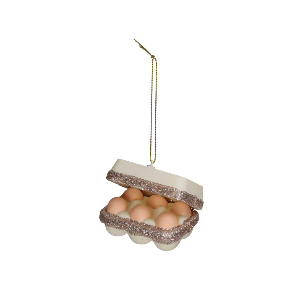 Kersthanger Verse Eieren Glas Bruin 7.6 cm