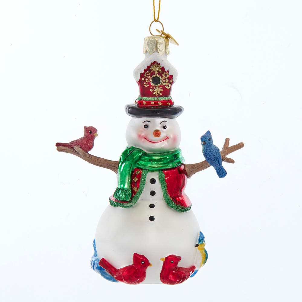 Kurt Adler kersthanger Noble Gems Glass Snowman with Birds