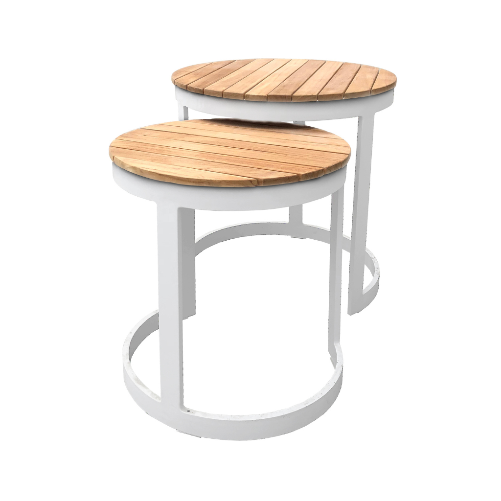 Royal Seasons Bijzettafel Aluminium Wit 52 x 52 + 44 x 46 cm