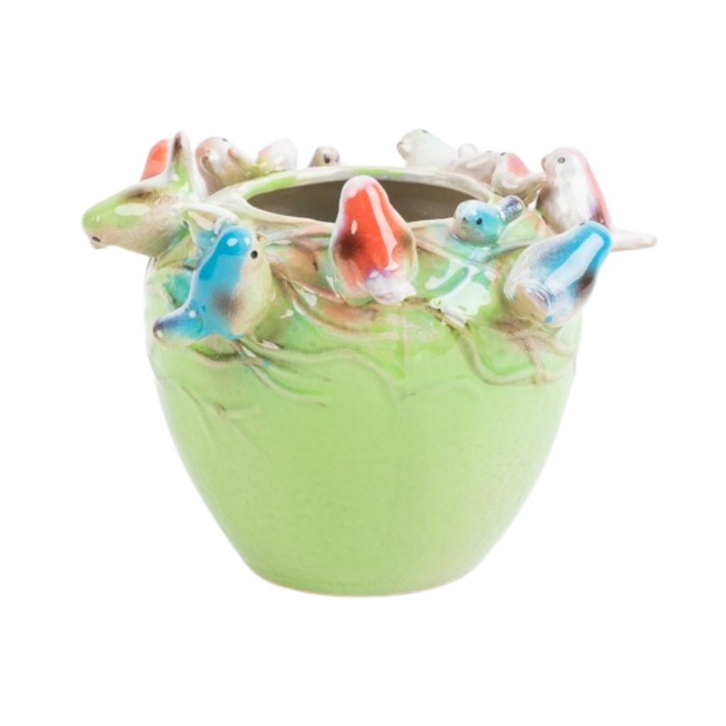 Des Pots Vogelvaas lichtgroen 14 x 17 cm